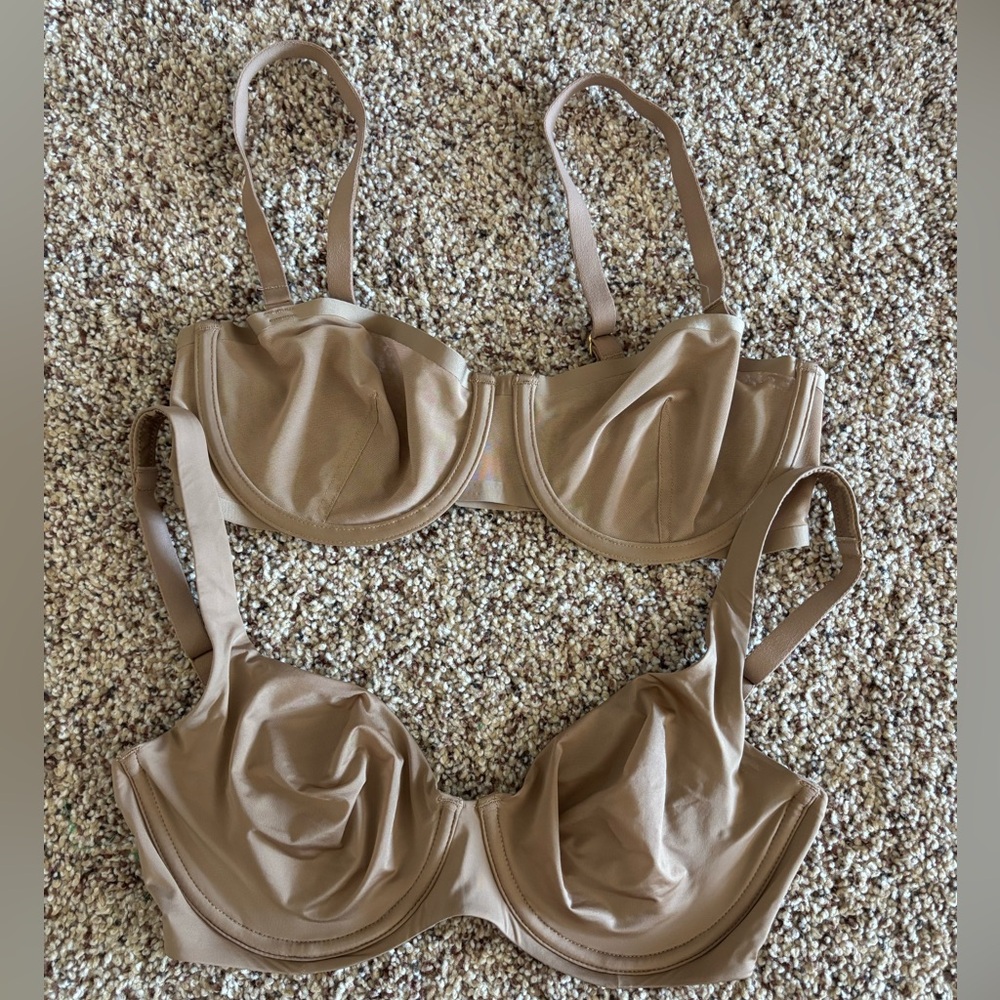 CUUP 32 D Sheer Balconette Scoop Micro Bras Taupe
